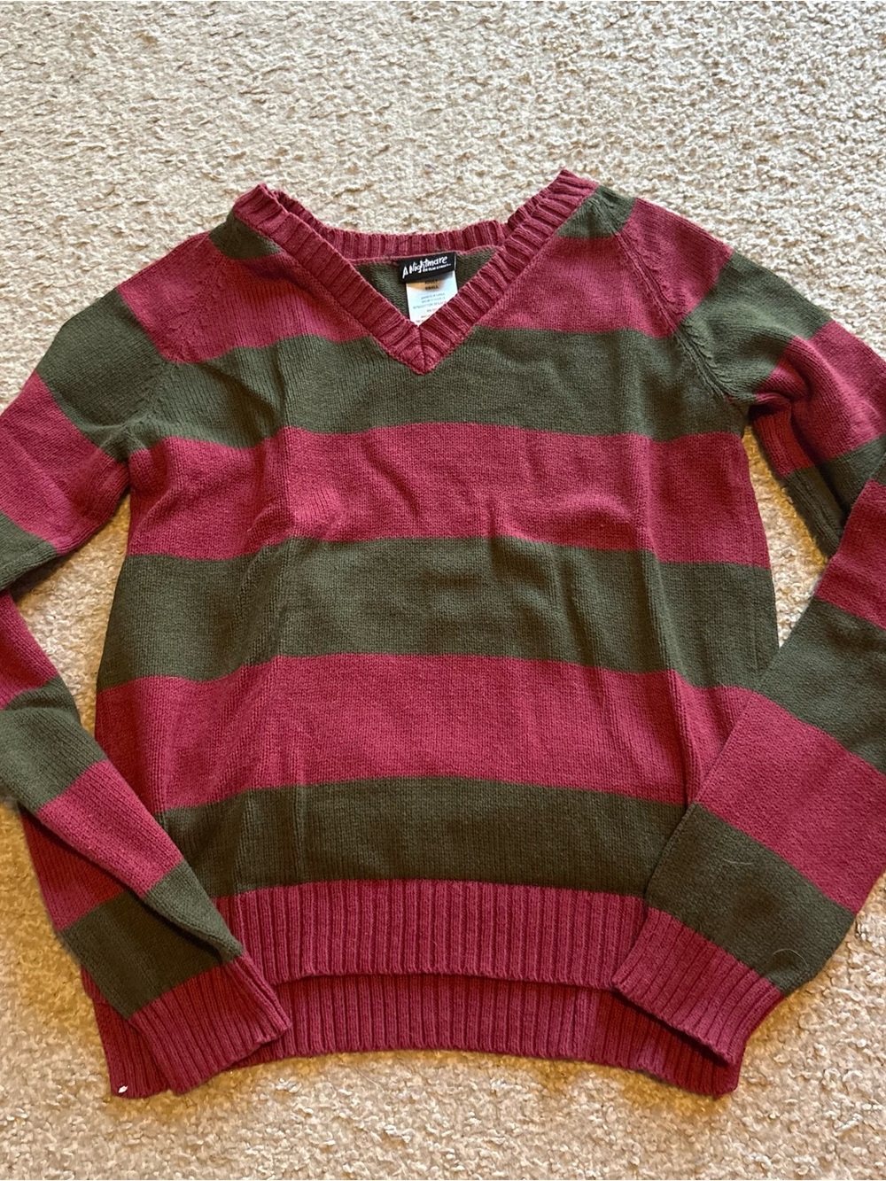 Nightmare on Elm Street Sweater Costume Small Women’s Freddy Kruger Striped